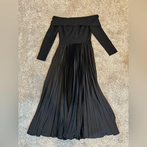 Anthropologie Black Off-Shoulder Long Sleeve Dress